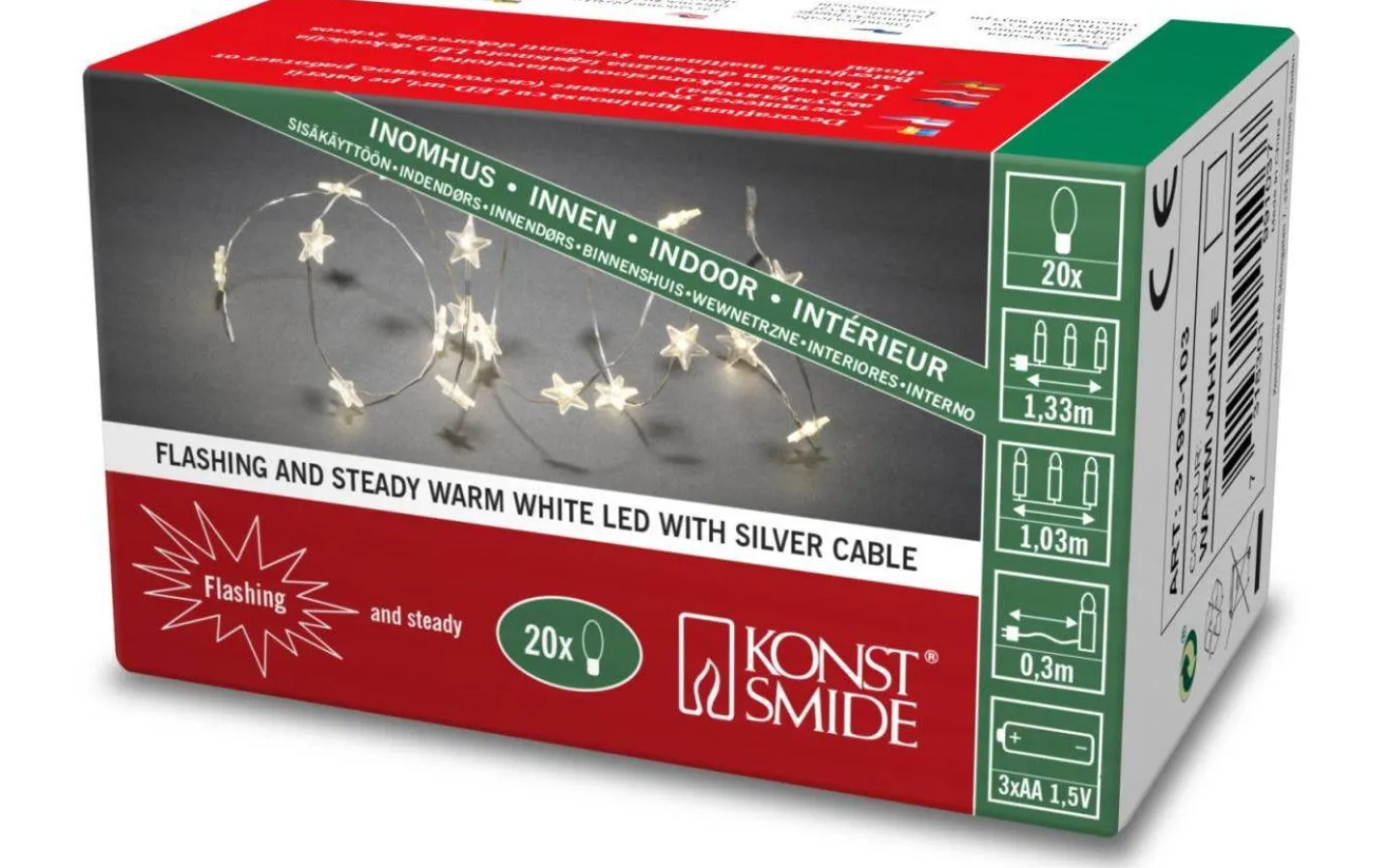 Batterislingor Inomhus<Konstsmide Batteridriven Ljusslinga 1,03m Star Varmvit Chaser