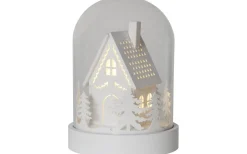 Star Trading Batteridriven Lykta Kupol Hus 17cm Vit* Batteri Julpynt Inomhus