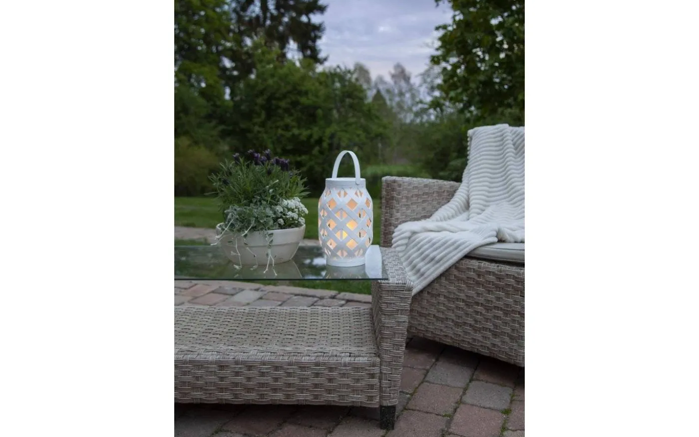 Batteridriven Lykta Timer 23cm Vit