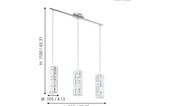 Eglo Bayman Taklampa 72cm Krom/Vit* Avlånga Taklampor