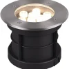 Markbelysning<Trio Lighting Belaja Markspotlight 16cm LED rund borstad stål IP65