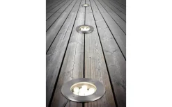 Markbelysning<Trio Lighting Belaja Markspotlight 16cm LED rund borstad stål IP65