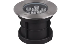 Markbelysning<Trio Lighting Belaja Markspotlight 16cm LED rund borstad stål IP65