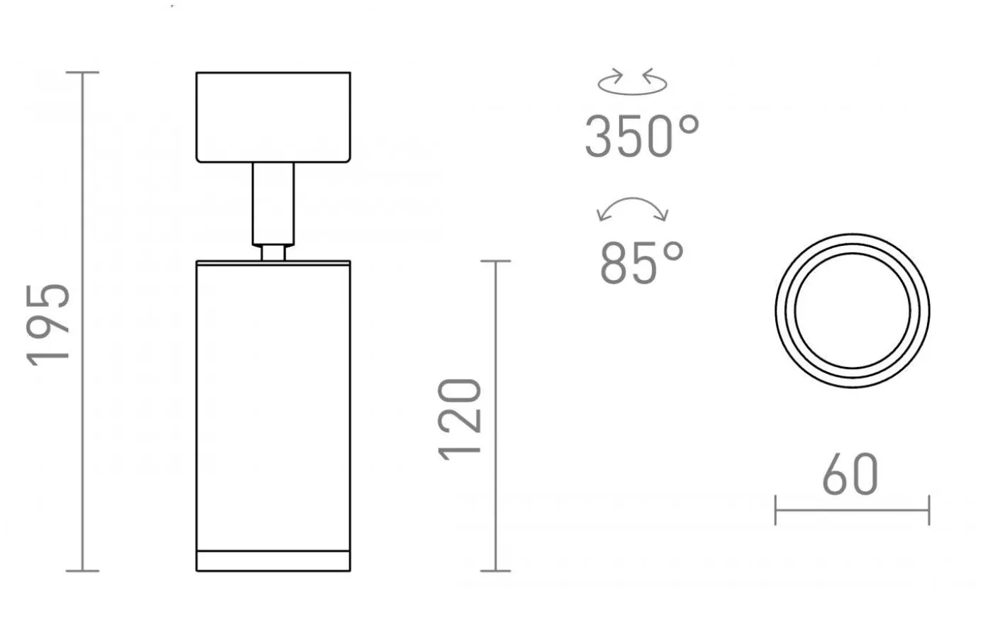 Belenos Takspotlight 6cm Vit