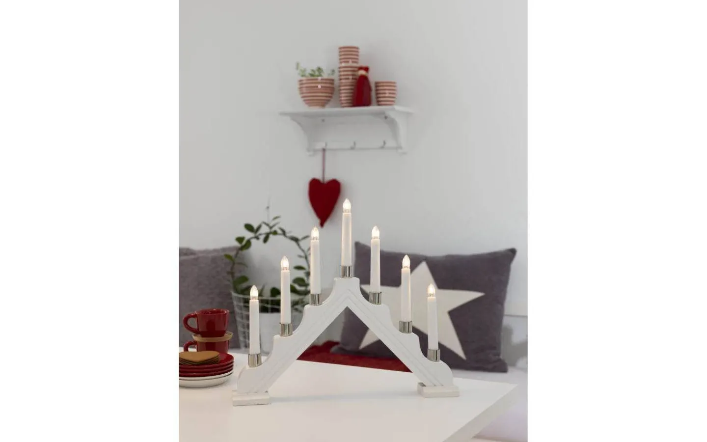 Konstsmide Bella Adventsljusstake 7L Vit 34cm* Visa Alla Adventsljusstakar|Adventsljusstakar 31-60 Cm