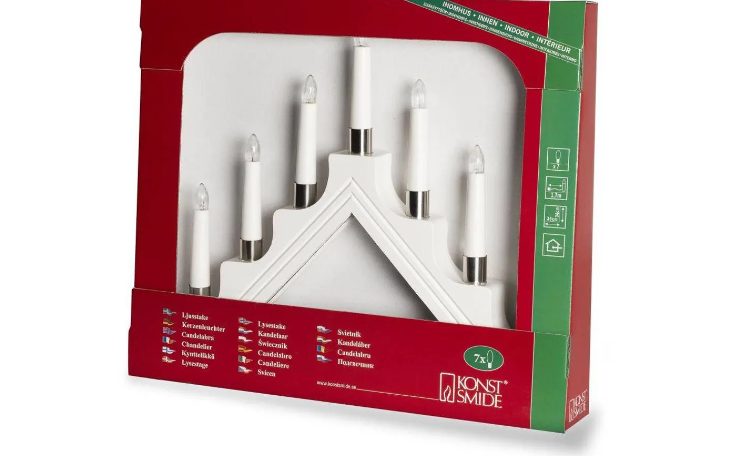 Konstsmide Bella Adventsljusstake 7L Vit 34cm* Visa Alla Adventsljusstakar|Adventsljusstakar 31-60 Cm