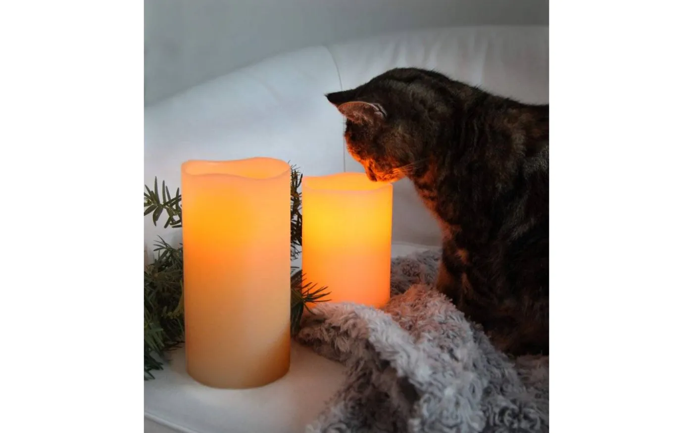 Big Batteridrivet Blockljus 15cm Elfenben