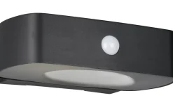 Bilbao hybrid solcellsdriven Vägglampa LED svart uppladdningsbar rörelse- och skymningssensor 4000K IP44