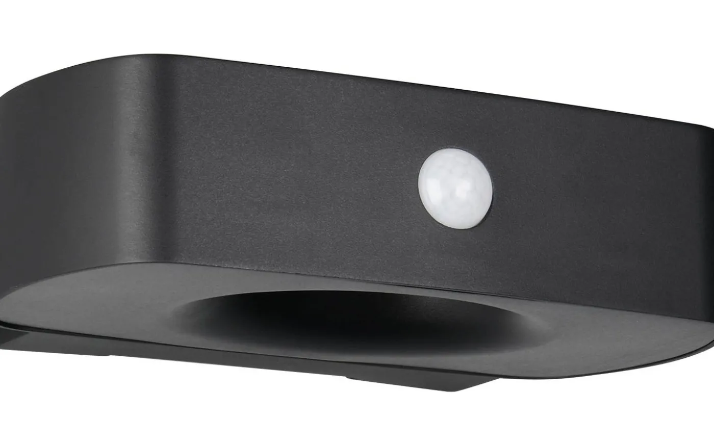 Bilbao hybrid solcellsdriven Vägglampa LED svart uppladdningsbar rörelse- och skymningssensor 4000K IP44