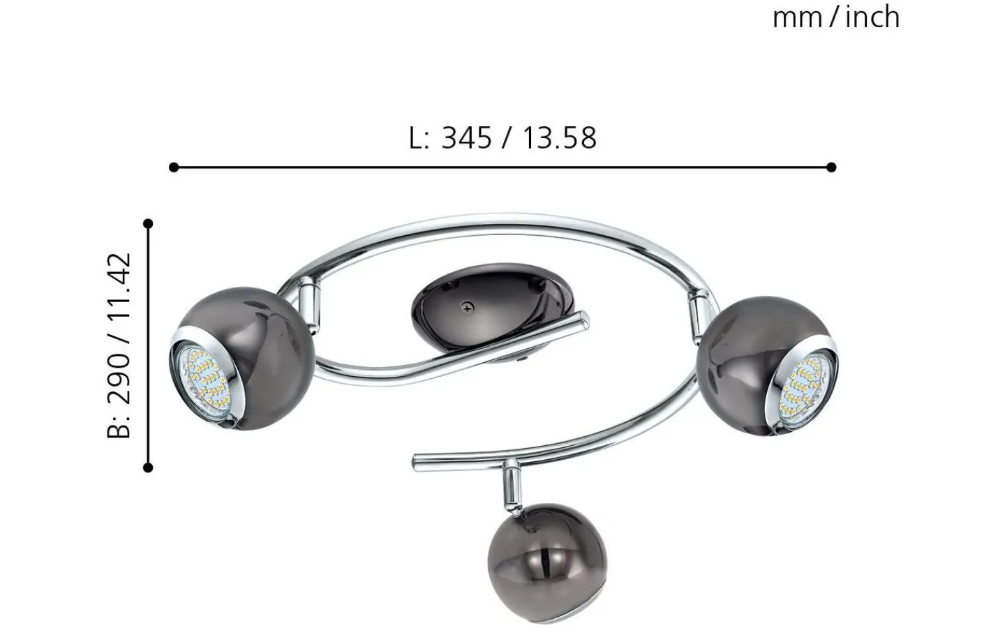 Runda Takspotlights|Takspot Med 3 Lampor<Eglo Bimeda Takspotlight 29cm GU10 LED 3000K 3x2,8W Nickel