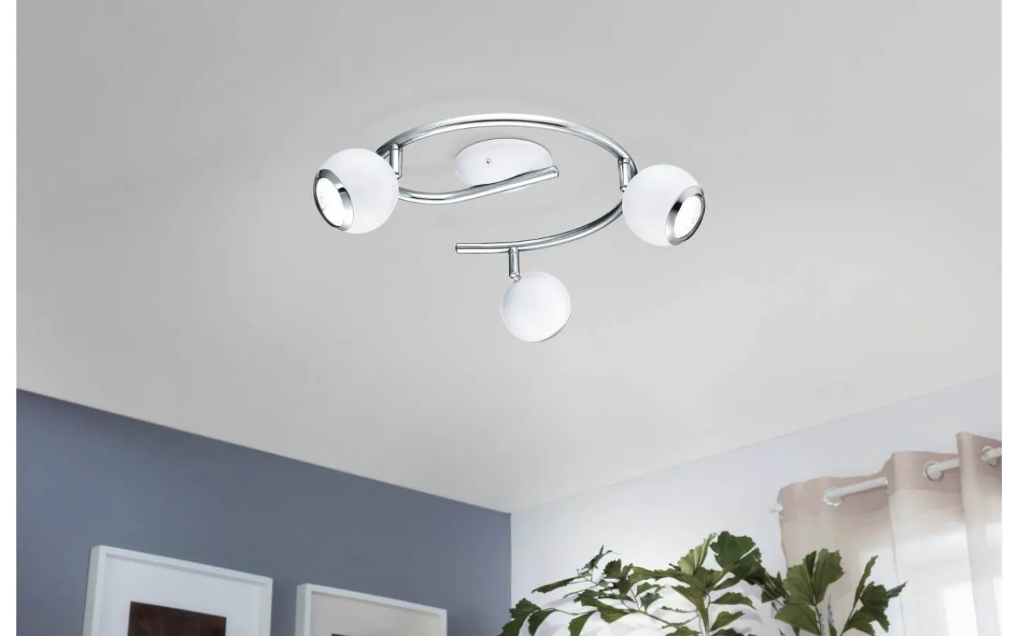 Eglo Bimeda Takspotlight 29cm GU10 LED 3000K 3x2,8W Vit* Runda Takspotlights|Takspot Med 3 Lampor