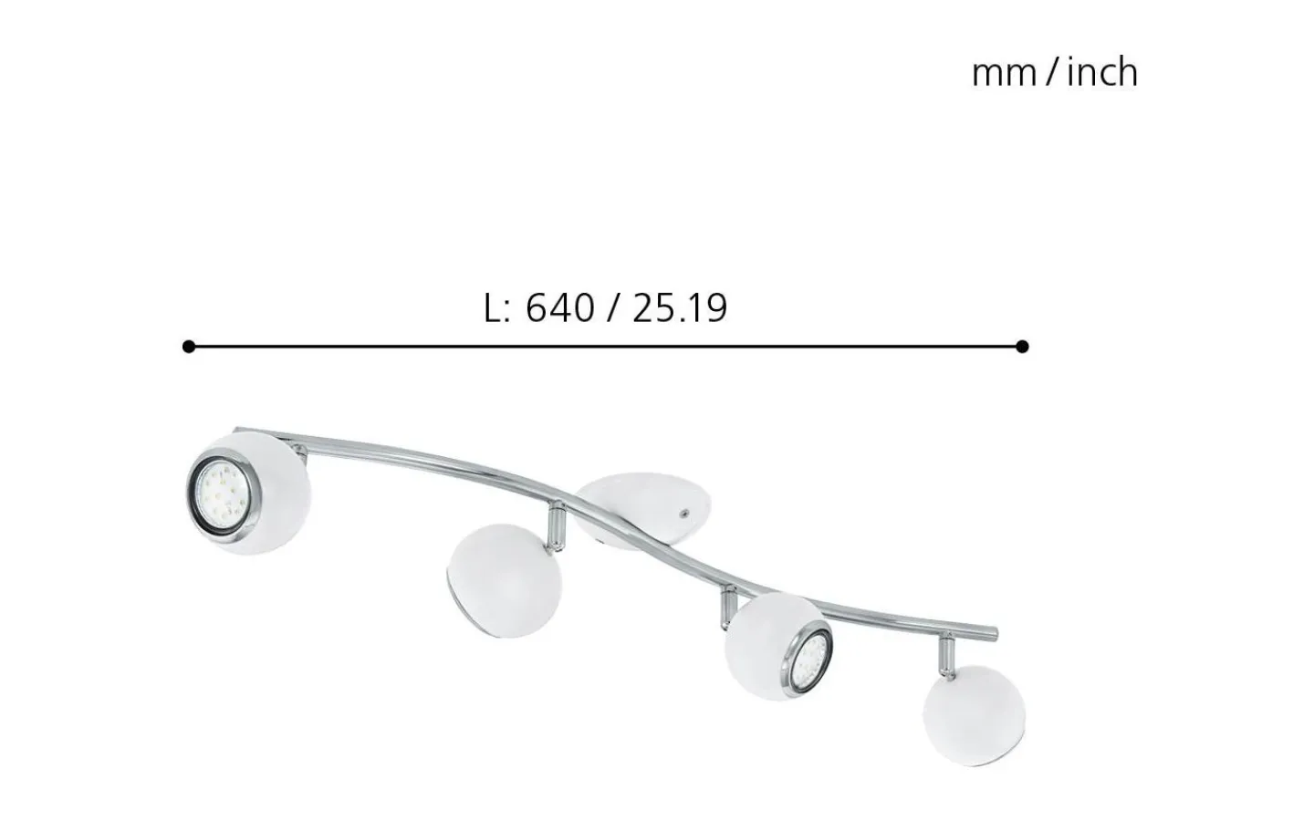 Eglo Bimeda Takspotlight 64cm GU10 LED 3000K 4x2,8W Vit* Avlånga Takspotlights|Takspot Med Minst 4 Lampor