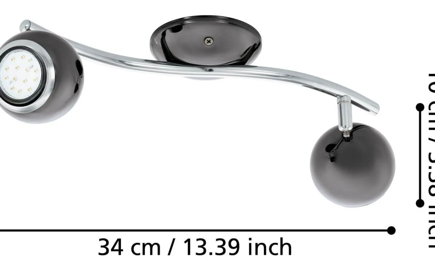 Eglo Bimeda Takspotlight 37cm GU10 LED 3000K 2x2,8W Nickel* Avlånga Takspotlights|Takspot Med 2 Lampor