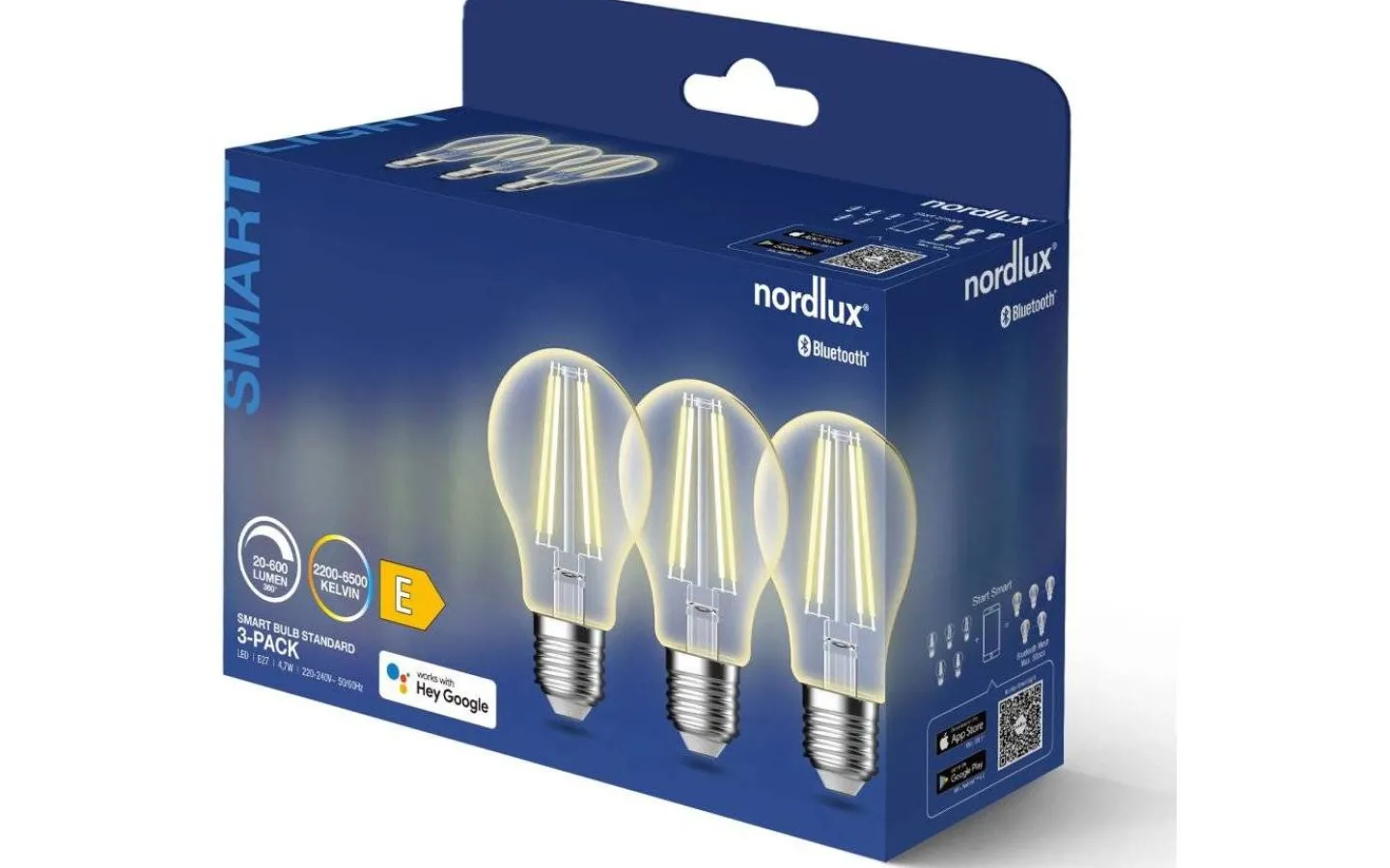 Nordlux Smart Light<Nordlux Bluetooth Smart LED E27 Normal 2200-6500K 600lm 4,7W(48W) 3-Pack