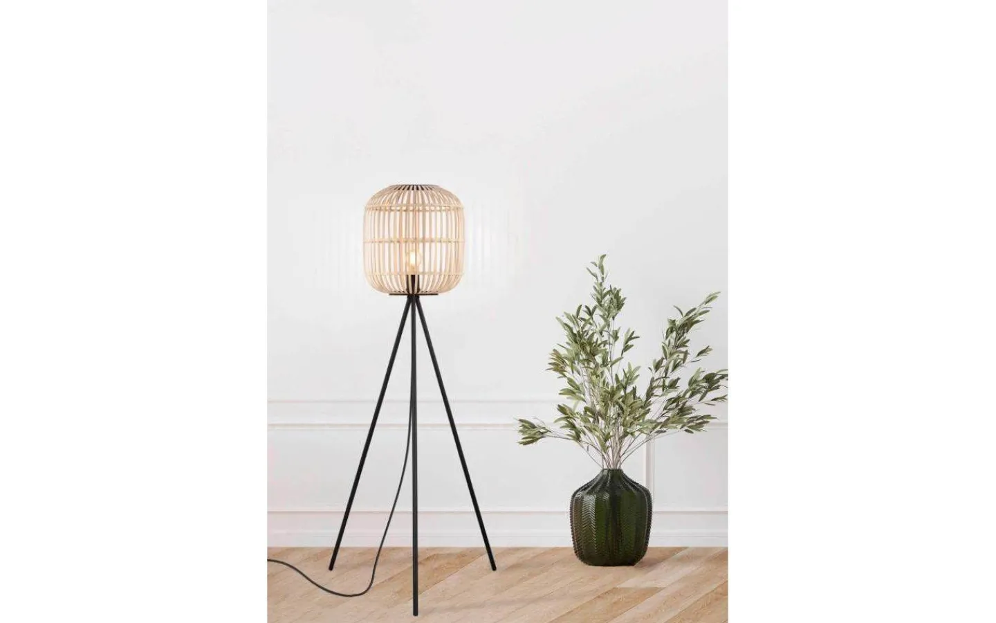 Eglo Bordesley Golvlampa 139cm Svart/Natur* Golvlampor