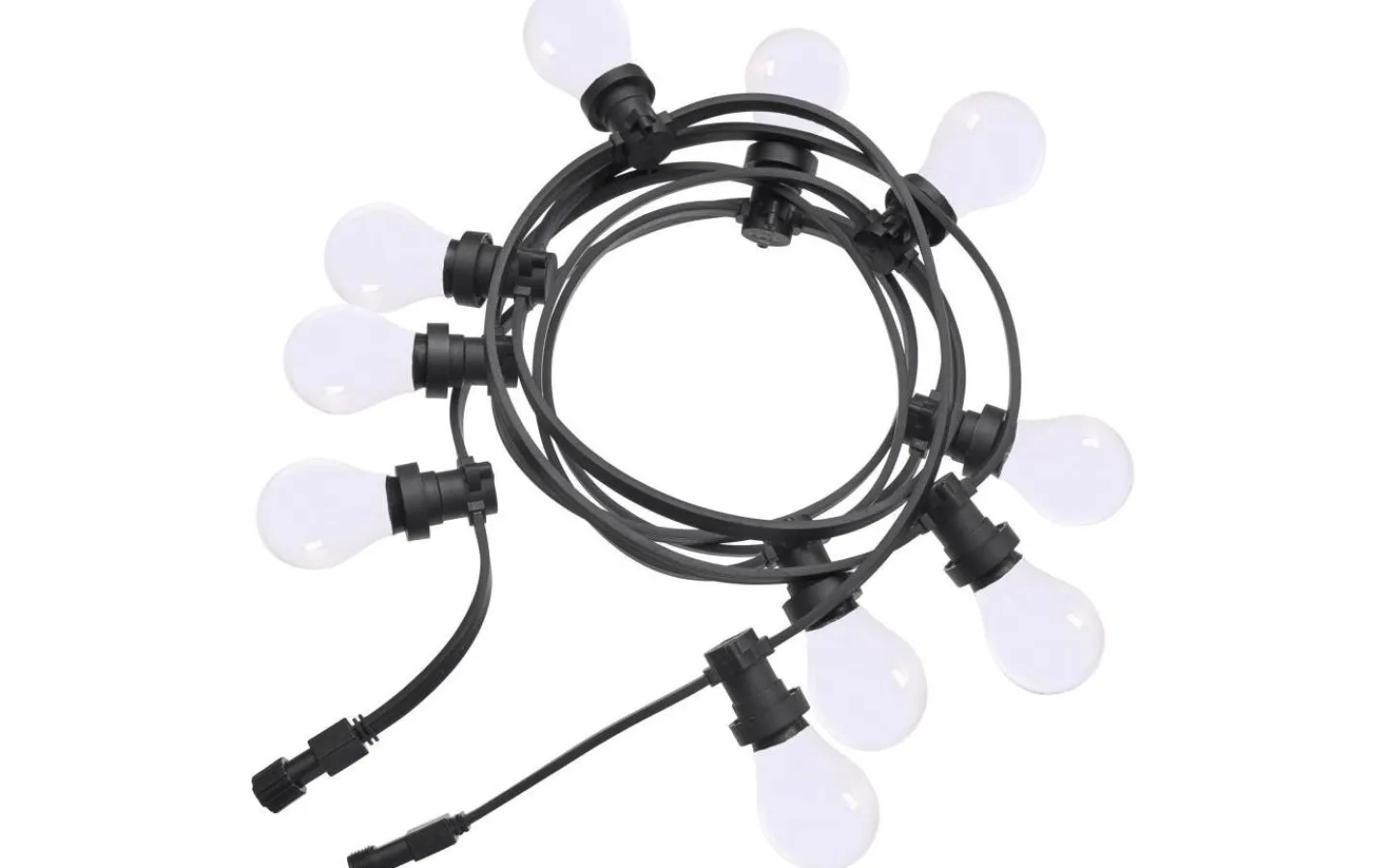 PR Home Bright Light Ljusslinga ADD-ON 4,9m med 10st Opala ljuskällor Svart IP44* Partyslingor Utomhus 230V|Partyslingor Utomhus 230V