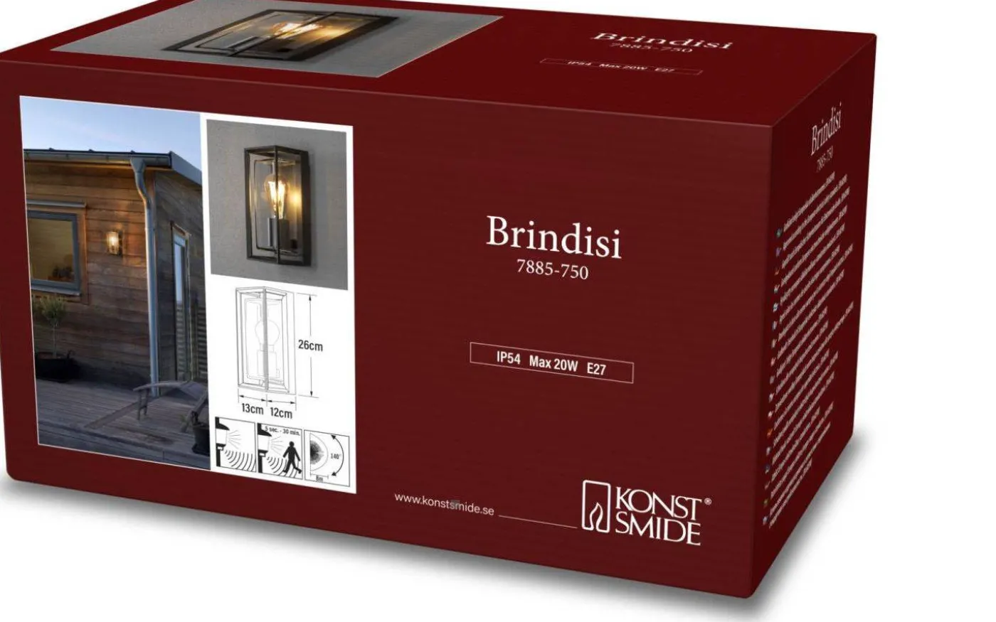 Brindisi Vägglampa med Rörelsesensor 26cm Svart IP54