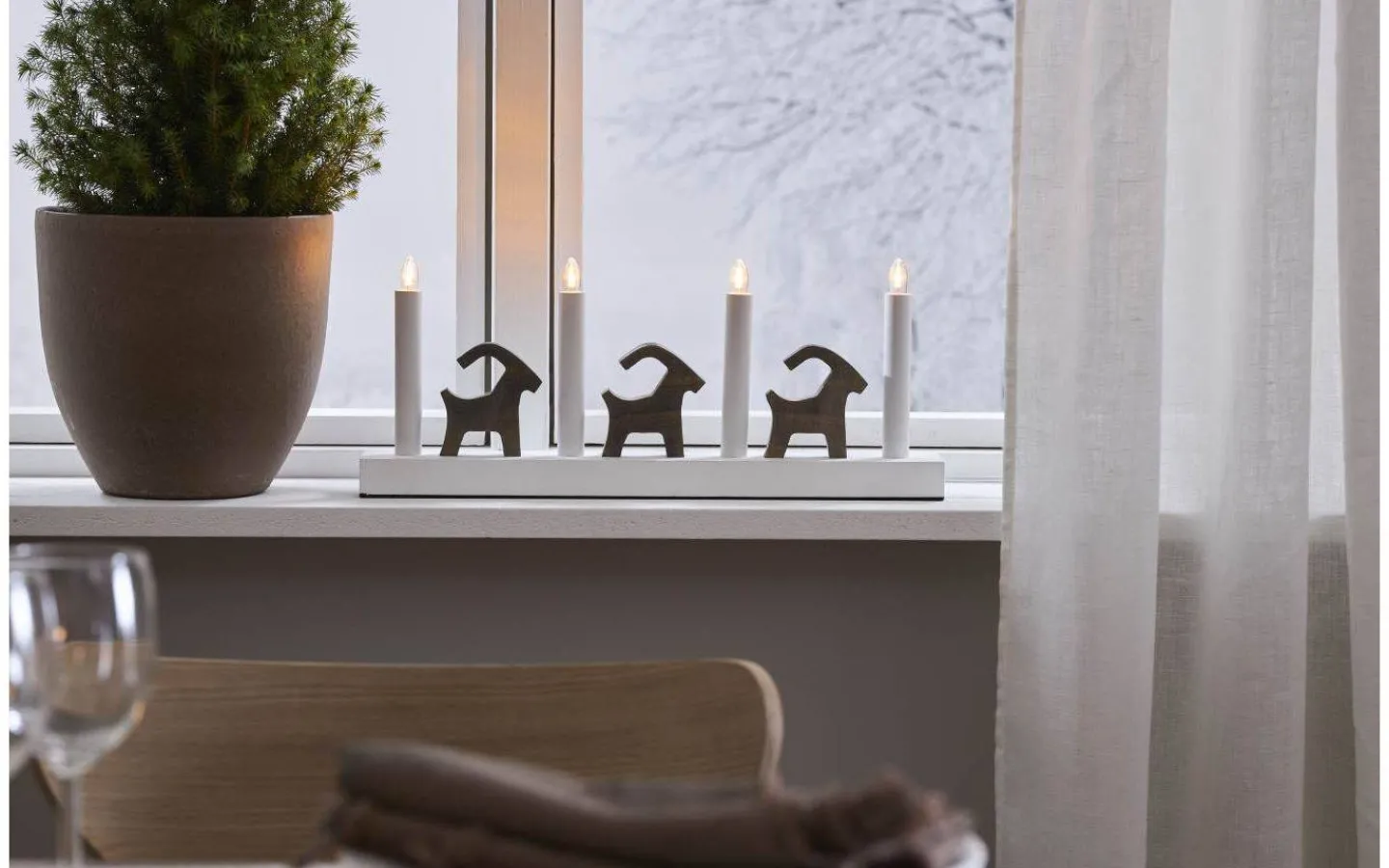 Adventsljusstakar 0-30 Cm<Star Trading Bruse Adventsljusstake 18cm LED Brun/Vit