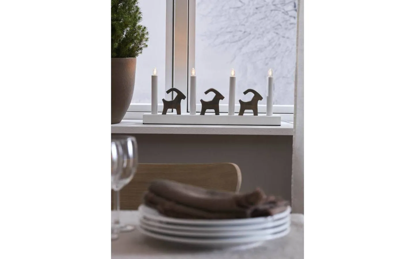 Adventsljusstakar 0-30 Cm<Star Trading Bruse Adventsljusstake 18cm LED Brun/Vit