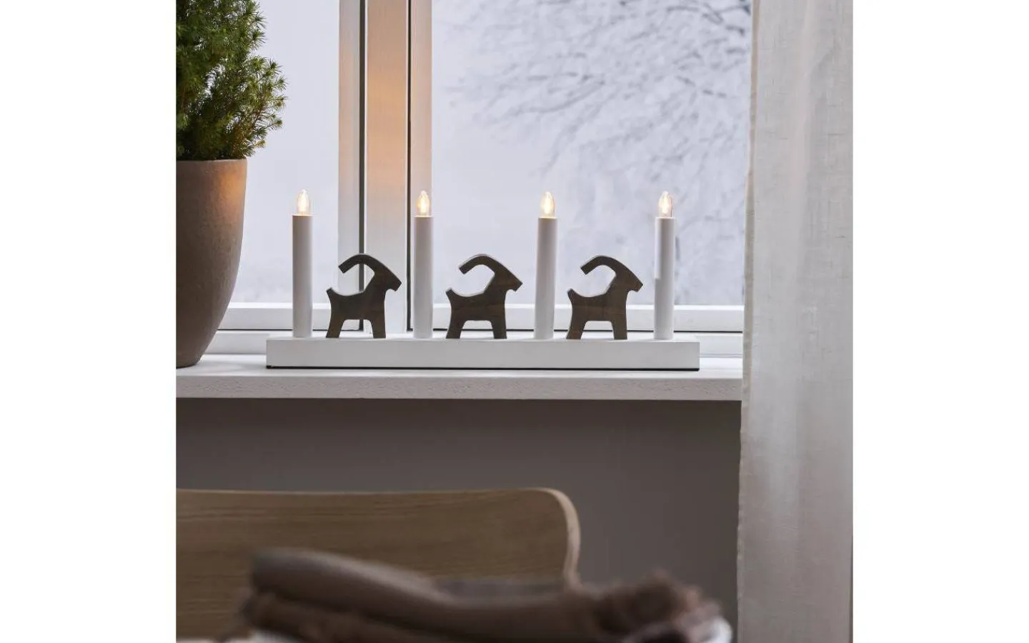 Adventsljusstakar 0-30 Cm<Star Trading Bruse Adventsljusstake 18cm LED Brun/Vit