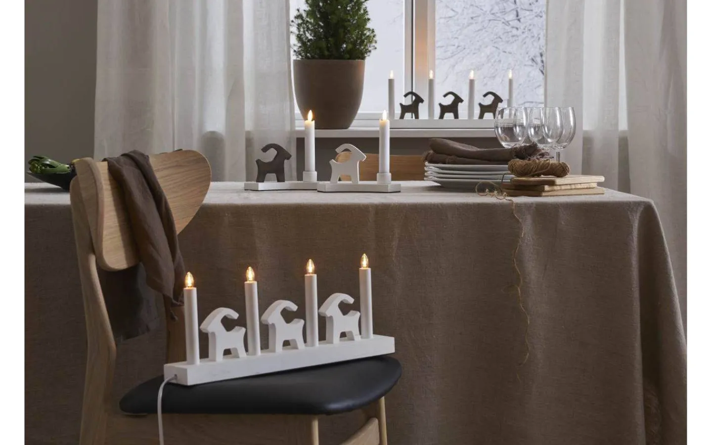 Adventsljusstakar 0-30 Cm<Star Trading Bruse Adventsljusstake 18cm LED Brun/Vit