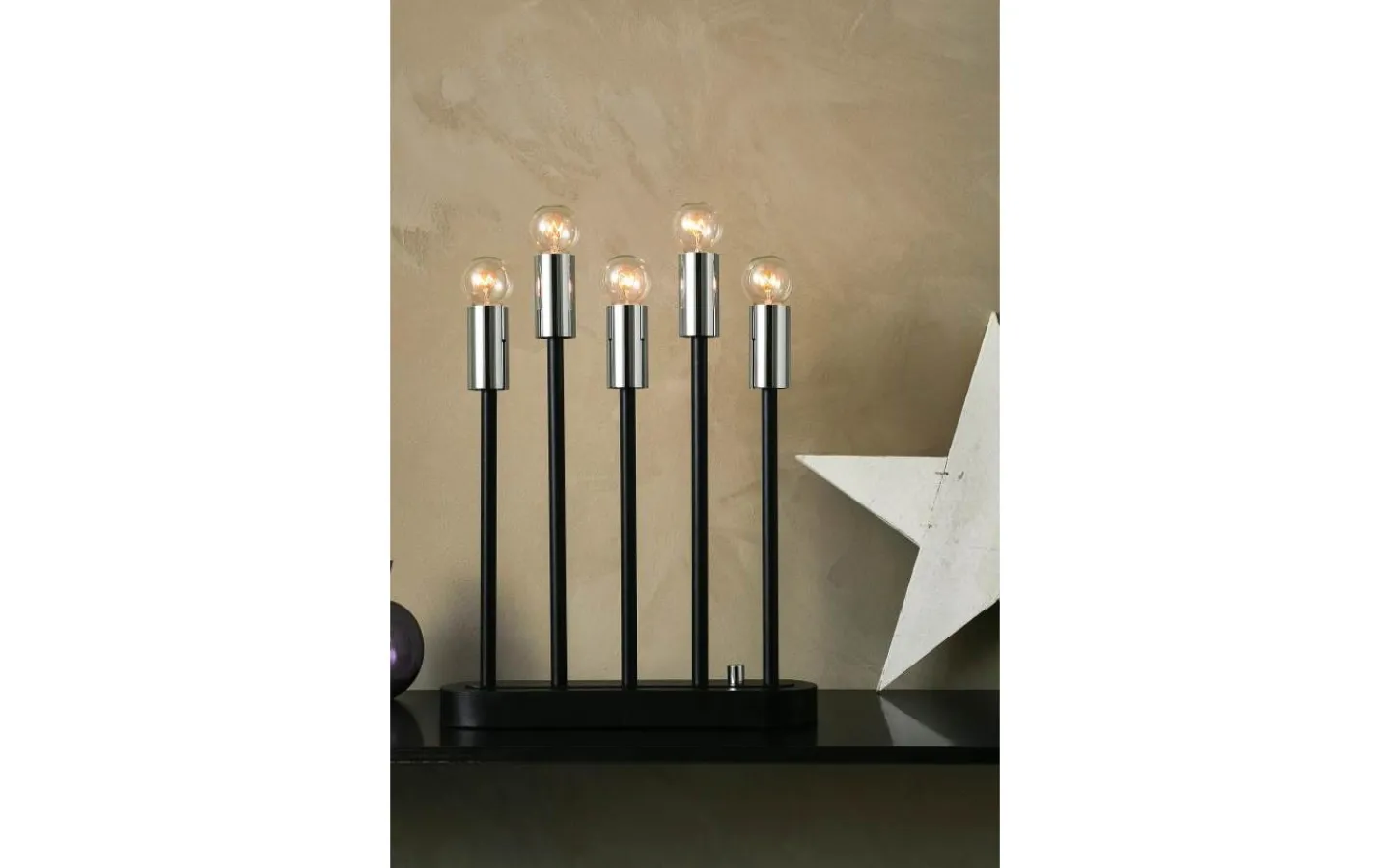 Markslojd Buster Ljusstake 5L Svart/Krom* Visa Alla Adventsljusstakar|Adventsljusstakar 31-60 Cm