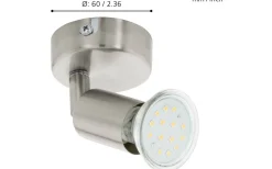 Takspot Med 1 Lampa<Eglo Buzz Takspotlight 6cm GU10 LED 3000K 2,8W Nickel