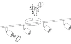 Buzz Takspotlight 69cm GU10 LED 3000K 4x2,8W Nickel