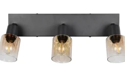 Reality Cadiz Spotlight 3-delad E14 matt svart/bärnsten* Avlånga Takspotlights|Takspot Med 3 Lampor