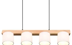 Avlånga Taklampor<Reality Cameron Takpendel 4-delad E14 vit/trä