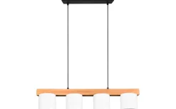 Avlånga Taklampor<Reality Cameron Takpendel 4-delad E14 vit/trä