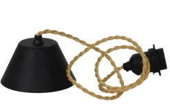 Hallbergs Canberra Upphänge E27 1,2m Twistad Guld/Svart* Takupphäng|Sladdställ Med Sockel