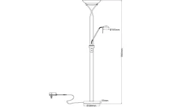 Uplight|Golvläslampor<Aneta Cannes Golvlampa 1,8m LED 3000K 25W+5W Dimbar Stål