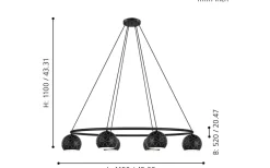 Cantallops Taklampa 115cm 6L Svart