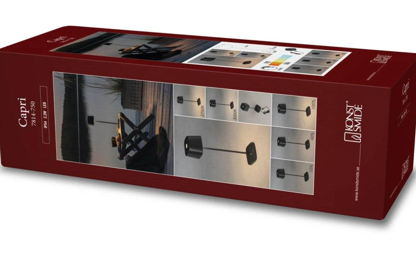 Capri Uppladdningsbar Bordslampa LED 36cm Svart IP54