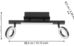 Avlånga Takspotlights|Takspot Med 2 Lampor<Eglo Cardillio 2 Takspotlight 39cm LED 3000K 2x3,2W + 3,3W Svart