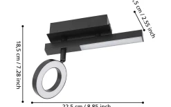 Eglo Cardillio 2 Takspotlight 23cm LED 3000K 3,2W + 2,2W Svart* Takspot Med 1 Lampa
