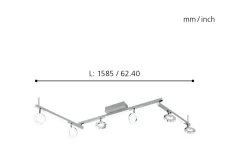 Avlånga Takspotlights|Takspot Med Minst 4 Lampor<Eglo Cardillio Takspotlight 159cm LED 3000K 6x3,2W + 3x3,3W Krom