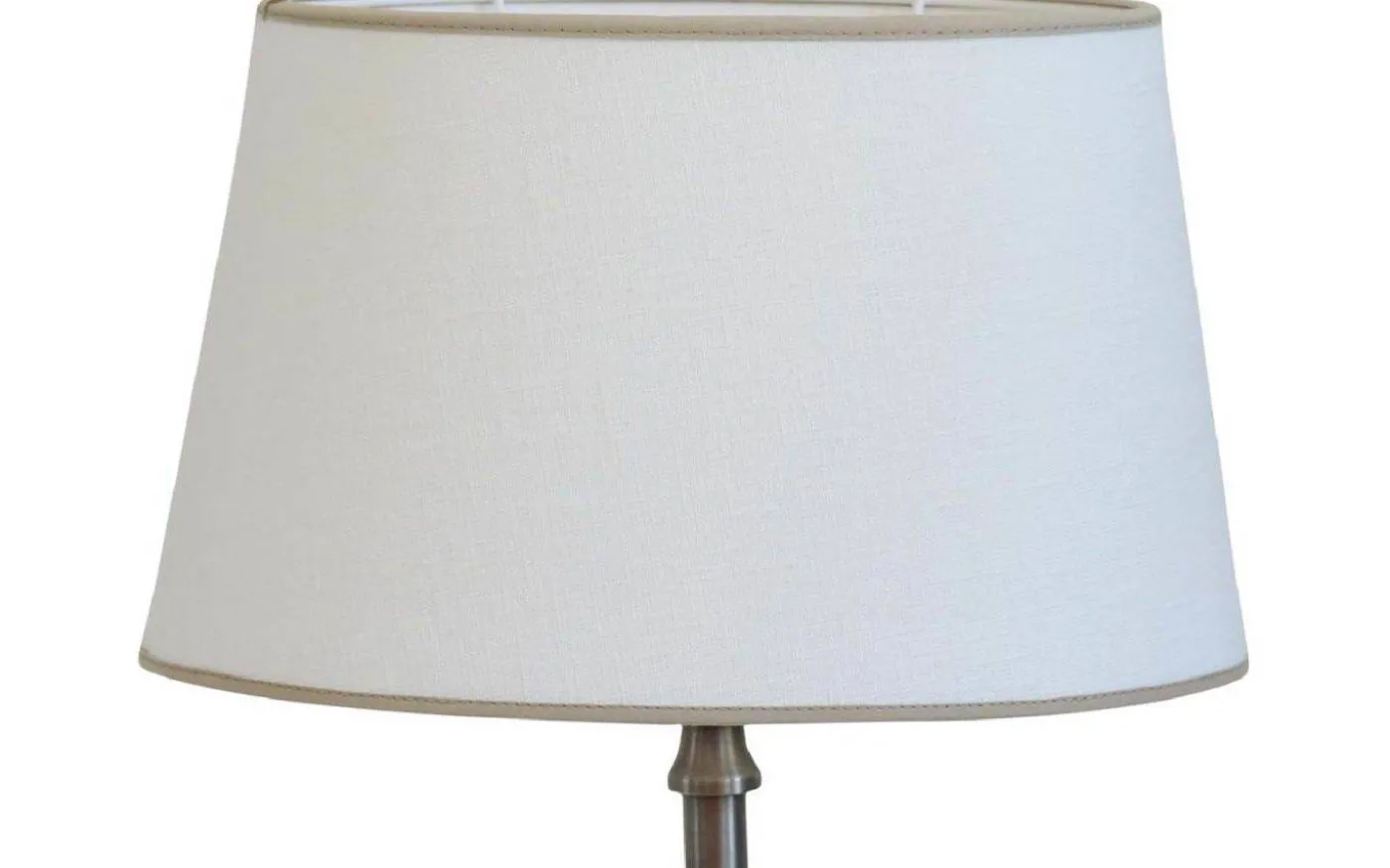Carolin Oval Lampskärm 30cm Vit, Sandfärgat Band