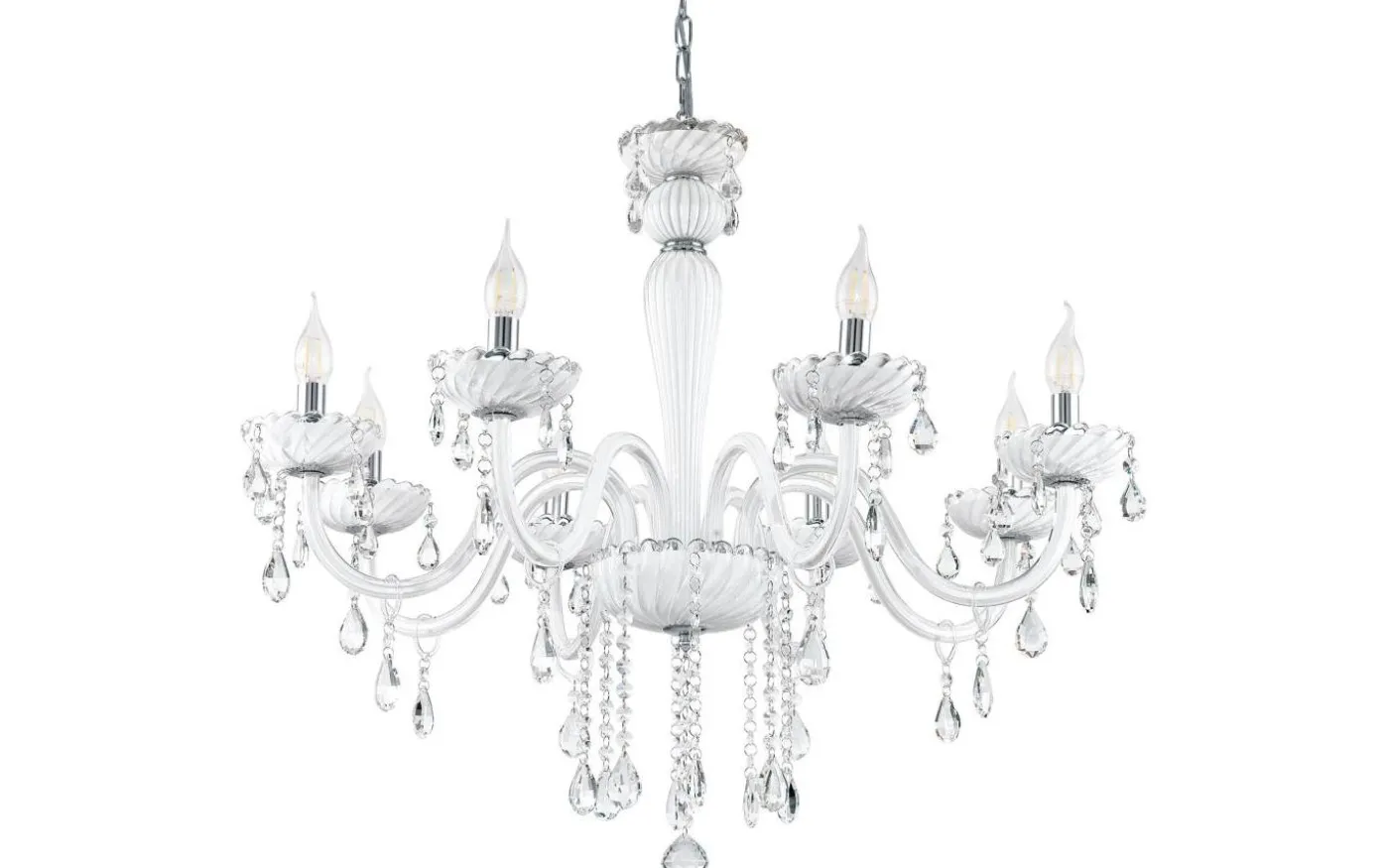 Carpento Kristallkrona 8-Arm 70cm Vit