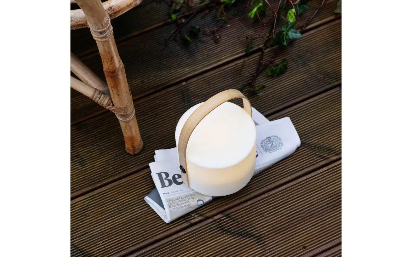 Dyberg Larsen Carry Laddbar/Solcells Lykta 20cm LED Vit/Natur IP44* Ljuslyktor|Uppladdningsbara Lampor Utomhus