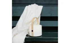 Dyberg Larsen Carry Laddbar/Solcells Lykta 20cm LED Vit/Natur IP44* Ljuslyktor|Uppladdningsbara Lampor Utomhus