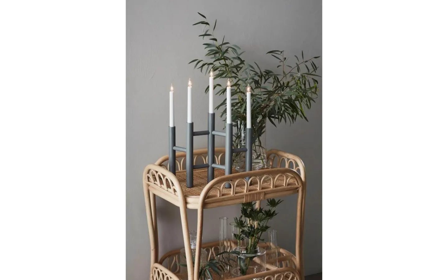 Visa Alla Adventsljusstakar|Adventsljusstakar 31-60 Cm<Markslojd Cassiopeia Adventsljusstake 5L 49cm Grå