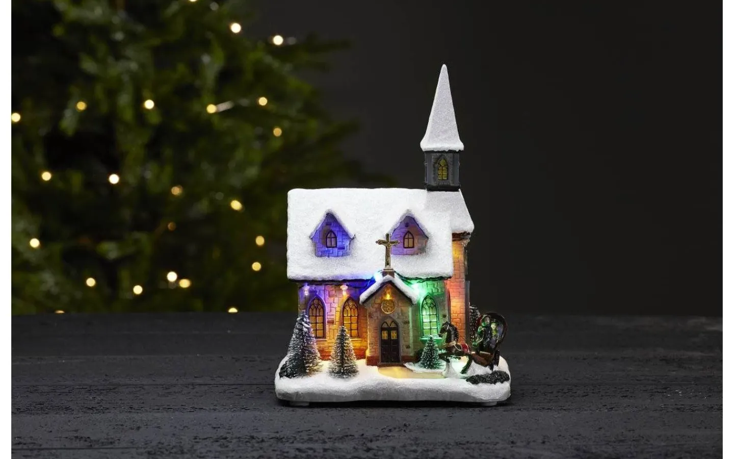 Star Trading Chapel Kyrka Multifärgad* Julbyar Och Figurer|Batteri Julpynt Inomhus