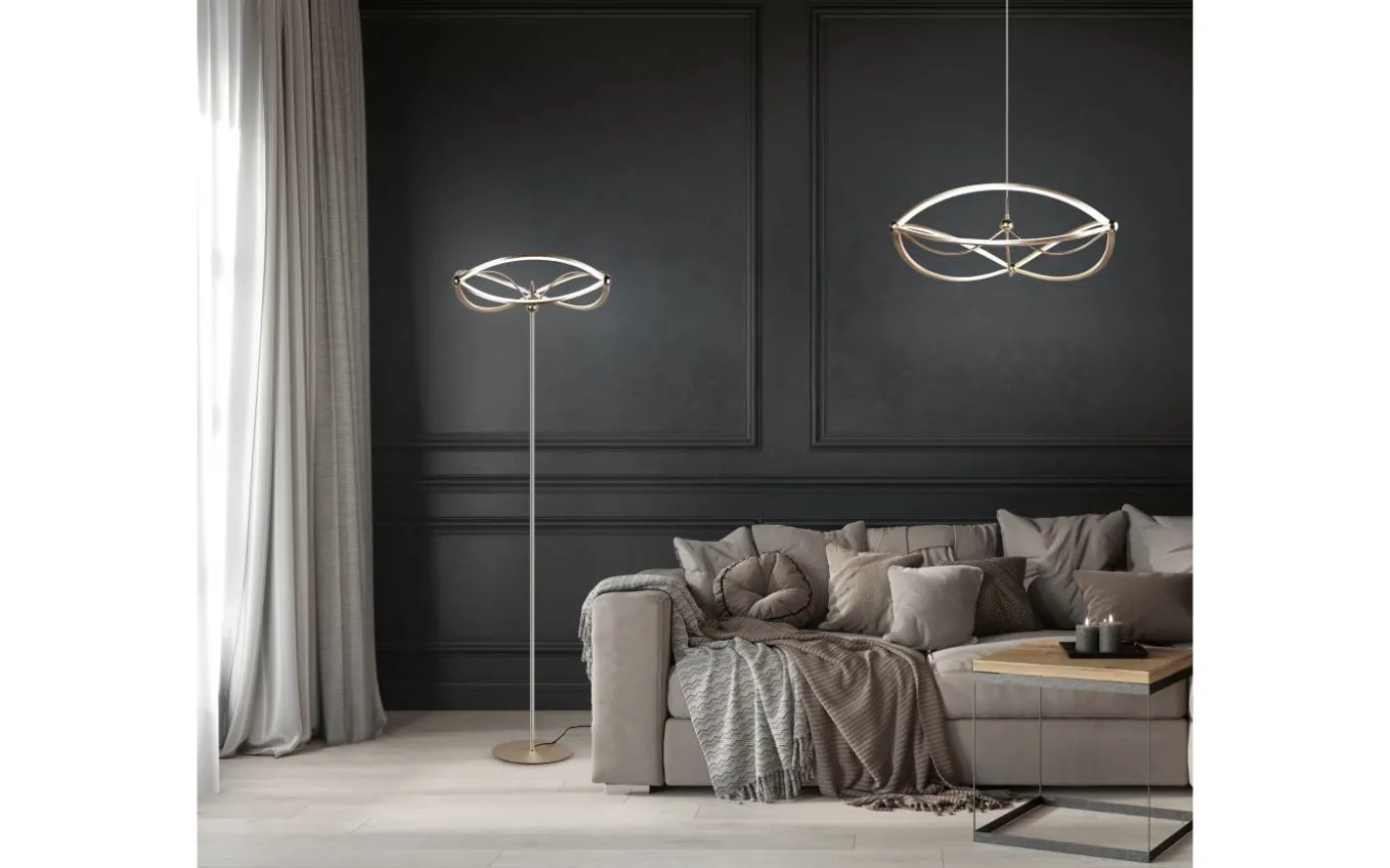 Charivari Golvlampa LED matt mässing