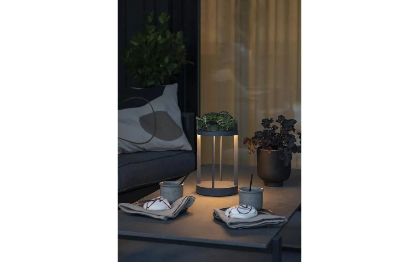 Konstsmide Chieti Uppladdningsbar Ljuslykta 25cm Grå IP54* Uppladdningsbara Lampor Utomhus|Uppladdningsbara Lampor Utomhus