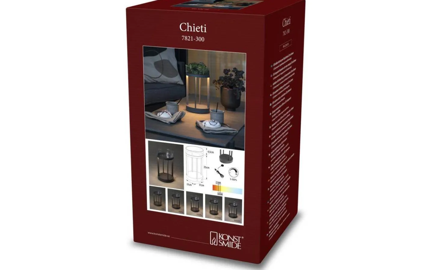 Konstsmide Chieti Uppladdningsbar Ljuslykta 25cm Grå IP54* Uppladdningsbara Lampor Utomhus|Uppladdningsbara Lampor Utomhus