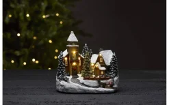 Star Trading Churchville Julby 19cm Brun* Julbyar Och Figurer|Batteri Julpynt Inomhus