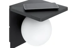 Cigle Vägglampa Opal + Qi-Laddning Svart