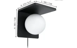 Cigle Vägglampa Opal + Qi-Laddning Svart